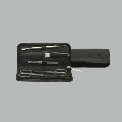 Windrose Nappa Manicure-set 14cm Leder #11335 (schwarz)