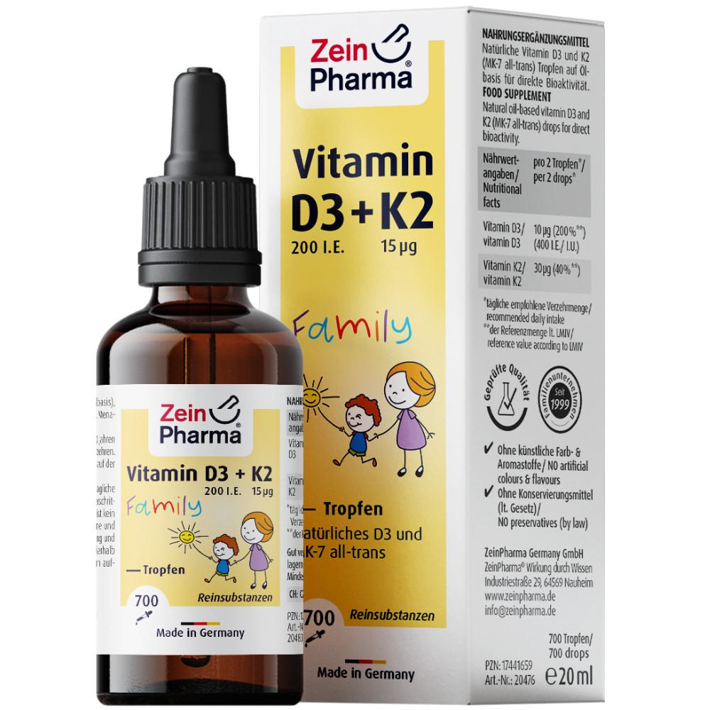(120 Ml, 641,26 Eur/1l) 6 X (zein Pharma Vitamin D3 + K2 Family Drops - 20 Ml.)