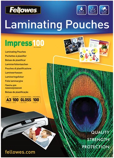 5351205 Fellowes Laminating Pouches Impress 100 Micron Mikrometer 100er-pack ~d~