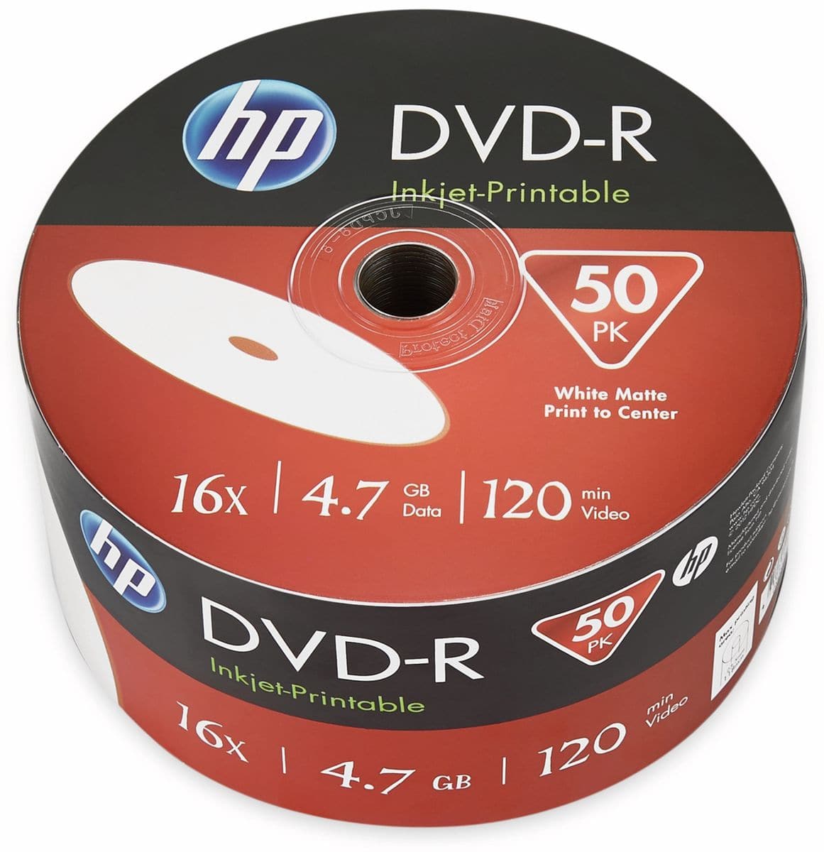 600 Original Hp Weiße Tintenstrahl Bedruckbare Dvd-r 16x 4,7gb 120 Minuten Leere Discs