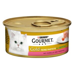 (€ 7,59/kg) Gourmet Gold Feine Pastete Forelle & Tomaten, Katzenfutter 96x 85 G