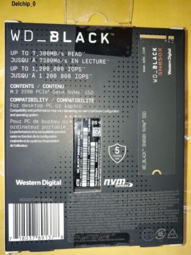 718037891378 Western Digital Black Sn850x M.2 4 Tb Pci Express 4.0 Nvme Wd