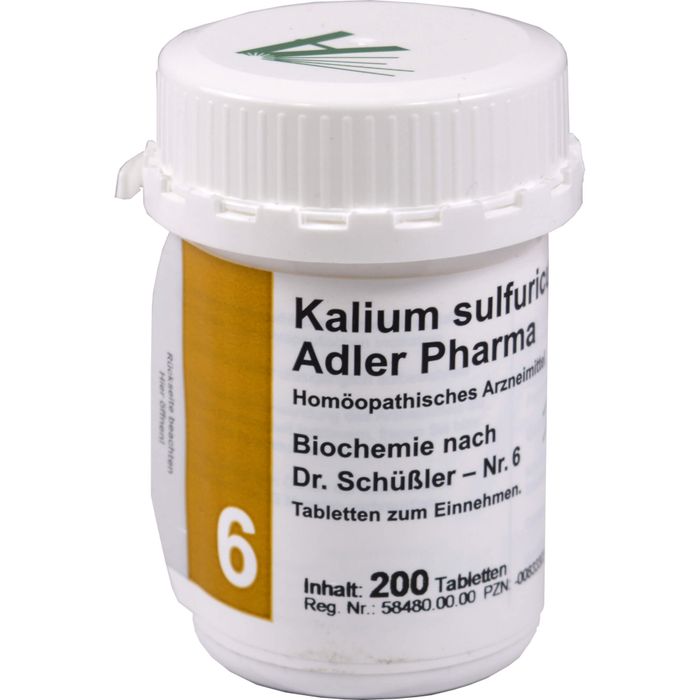 adler pharma produktion und vertrieb gmbh kalium sulfuricum d6 adler pharma biochemie nach dr. schÃ¼ÃŸler nr.6 , tablette
