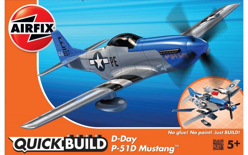 Airfix 21cm Long Model Aircraft J6046 - P-51 D Mustang Quick Build Kit