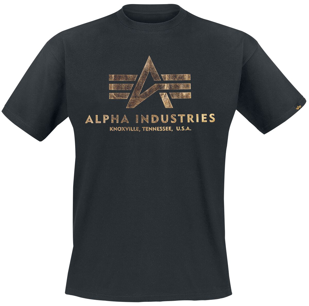 alpha industries t-shirt - basic t - s bis 5xl - fÃ¼r mÃ¤nner - grÃ¶ÃŸe m - schwarz/goldfarben