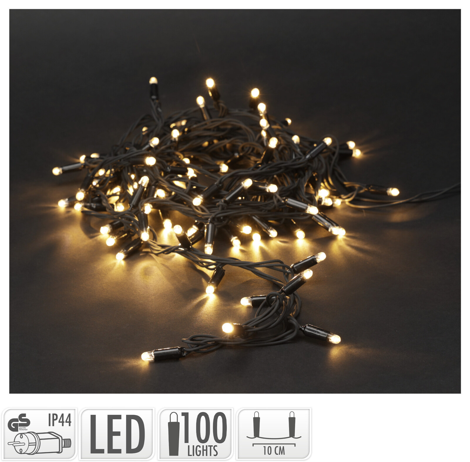 ambiance weihnachtsbeleuchtung 100 led - warmweiÃŸ - 9,9 meter incl start-up adapter
