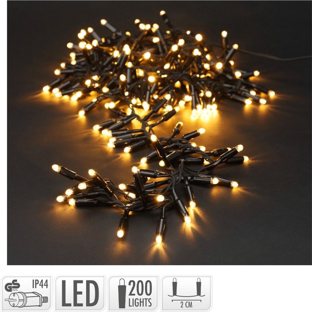 ambiance weihnachtsbeleuchtung cluster 400 led - 8 meter - extra warm white incl starter adapter