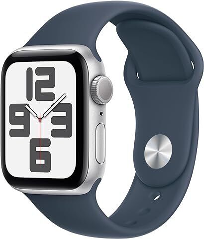 Apple Watch Se Gps 40mm Silver Aluminium Case Mit Storm Blue Sport Band - M/l