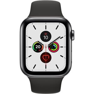 Apple Watch Series 5 (2019) 44 Mm Edelstahl Gps + Cellular Schwarz Sportarmband Schwarz