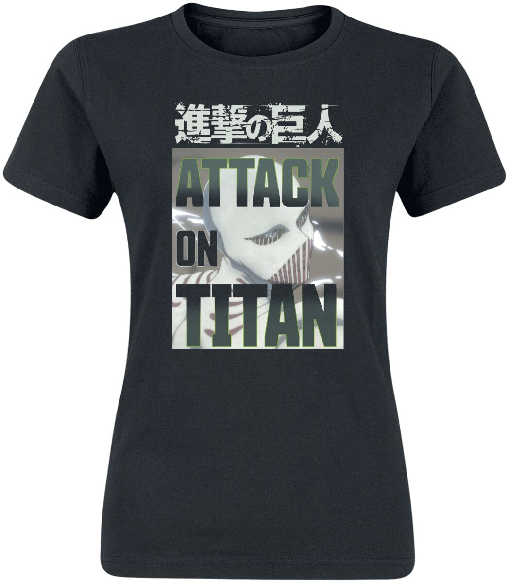 attack on titan - anime t-shirt - white titan face - m bis xxl - fÃ¼r damen - grÃ¶ÃŸe l - - lizenzierter fanartikel schwarz donna