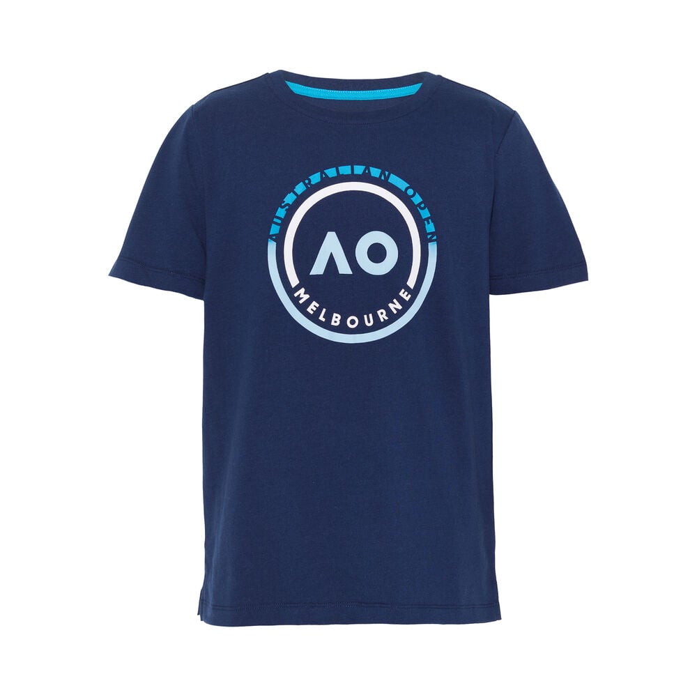 australian open ao round logo t-shirt jungen - , blau dunkelblau uomo
