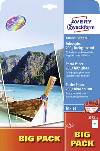 Avery Zweckform 2572-50 Superior Inkjet Photo Paper High-gloss A4 20 (us Import)