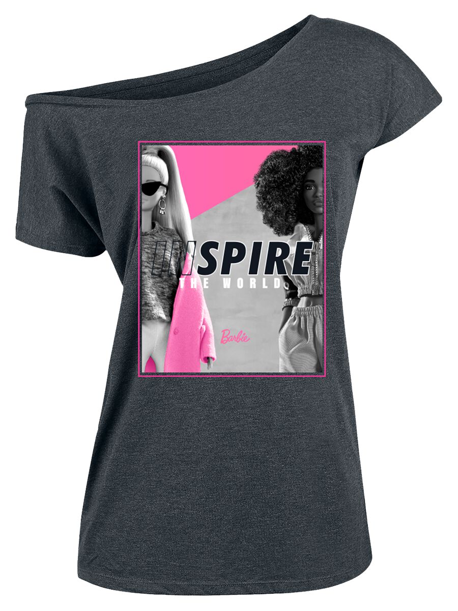 barbie t-shirt - inspire - s bis 3xl - fÃ¼r damen - grÃ¶ÃŸe l - - lizenzierter fanartikel grau donna