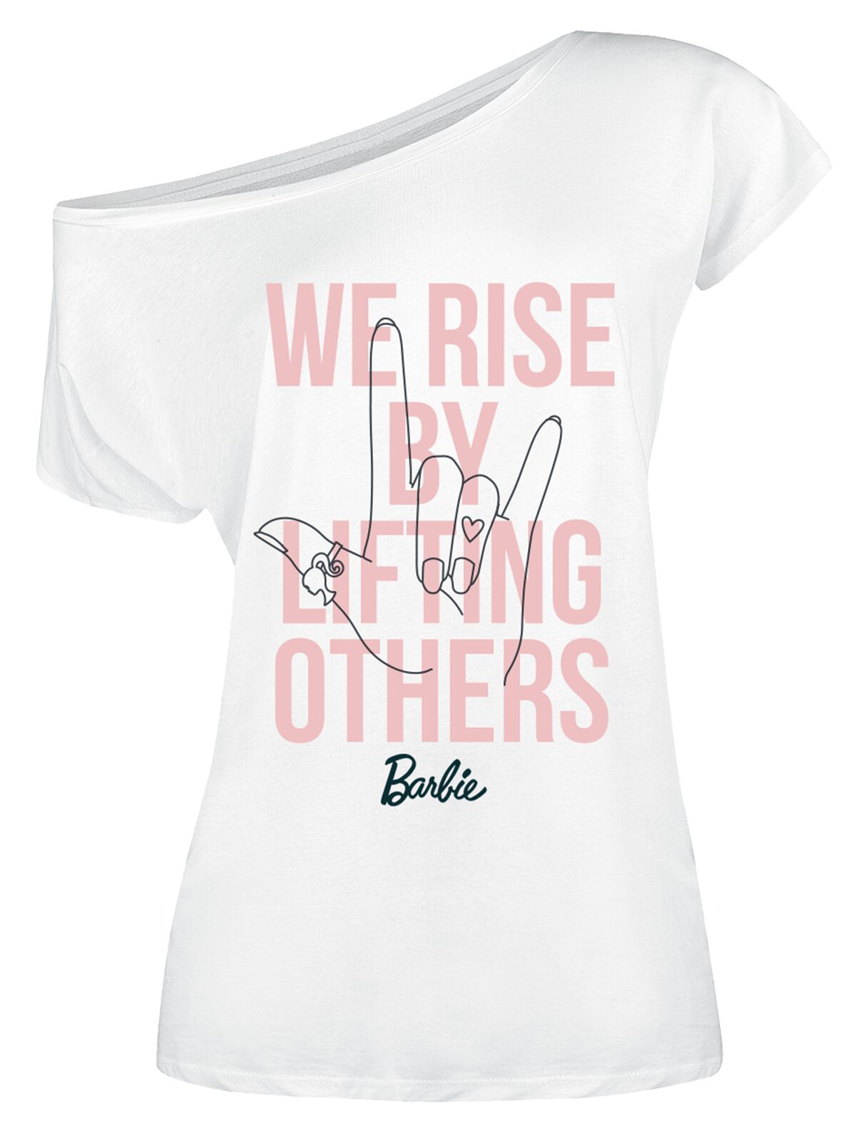 barbie t-shirt - we rise by lifting others - s bis xxl - fÃ¼r damen - grÃ¶ÃŸe s - - lizenzierter fanartikel weiÃŸ donna
