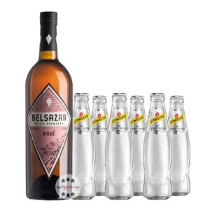 Belsazar Rosé Vermouth + 6 X Schweppes Dry Tonic Water (14,5 % Vol., 1,95 Liter)