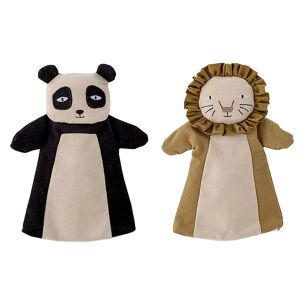 Bloomingville Handpuppe - 2er-pack - 25 Cm - Panda/löwe - One Size - Bloomingville Spielzeug