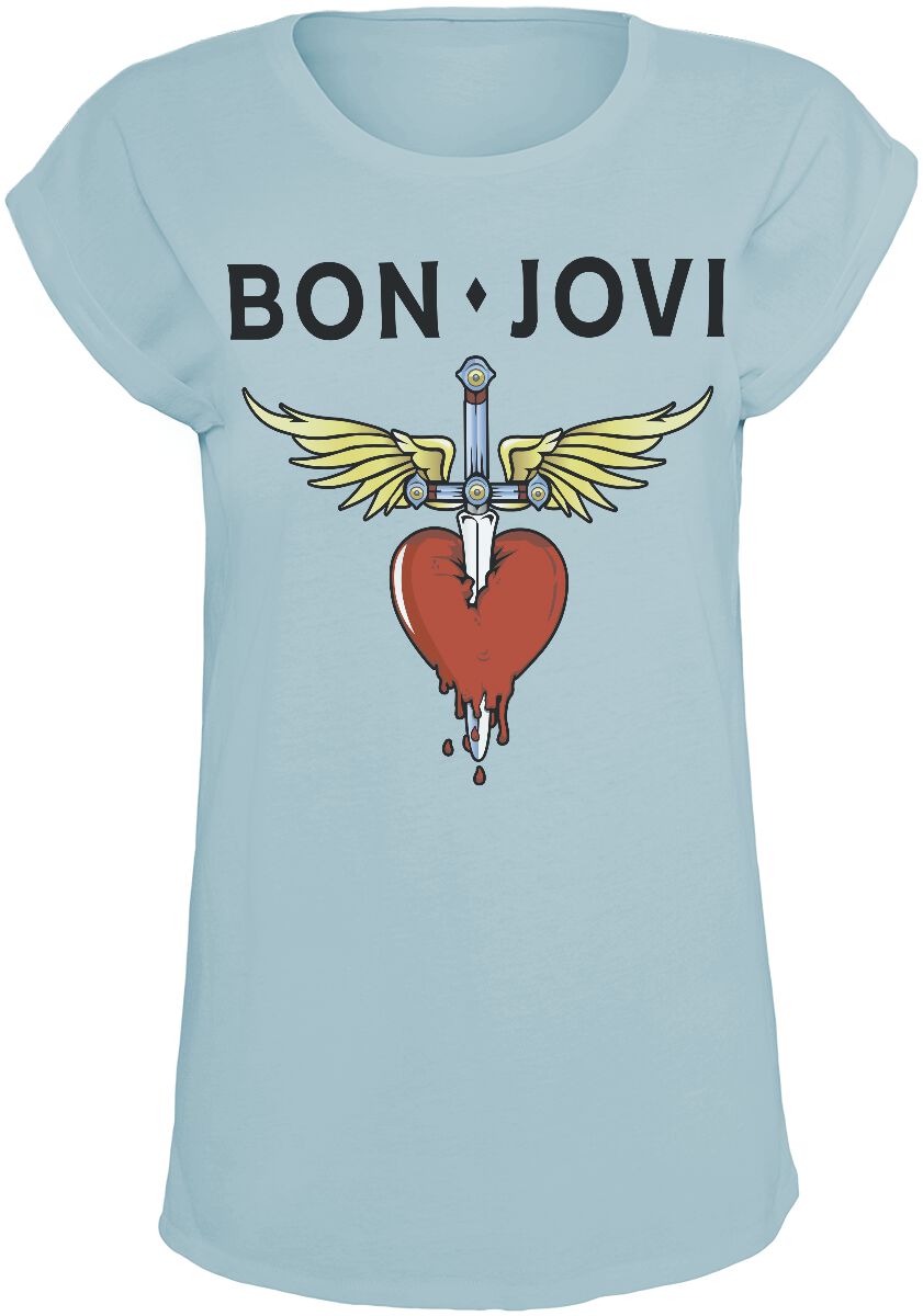 bon jovi t-shirt - heart & dagger - s bis 3xl - fÃ¼r damen - grÃ¶ÃŸe m - - lizenziertes merchandise! blau donna