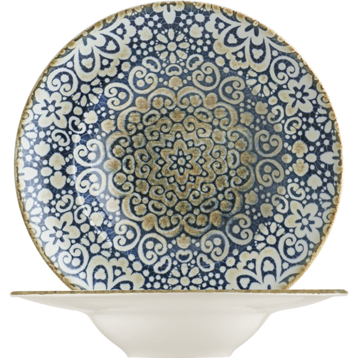 bonna pastateller alhambra; 400ml, 28x5.5 cm (Ã˜xh); /weiÃŸ/braun; rund; 6 stÃ¼ck / packung blau