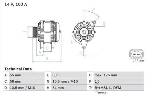 Bosch Generator 14v Für Opel Vauxhall Astra H Corsa C D Meriva A Cc 0986049020