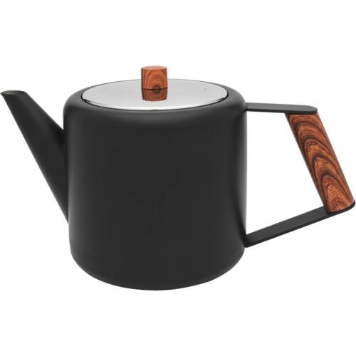 Bredemeijer Boston 1.1l Black Matte Teapot Wood Look Contemporary Stylish Teawar