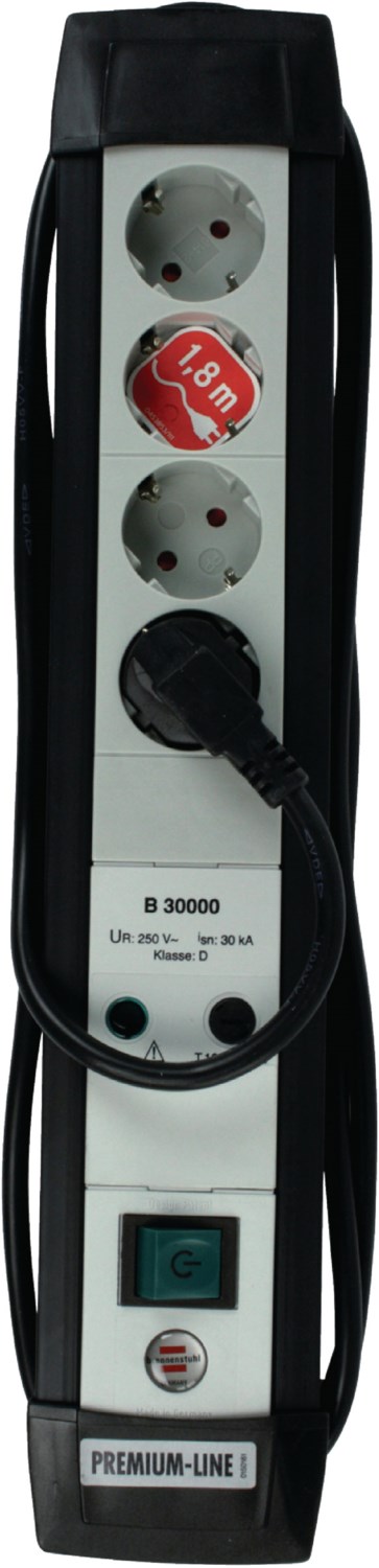 brennenstuhl premium-line steckdosenleiste 4-fach (1,8m) mit schalter schwarz/grau