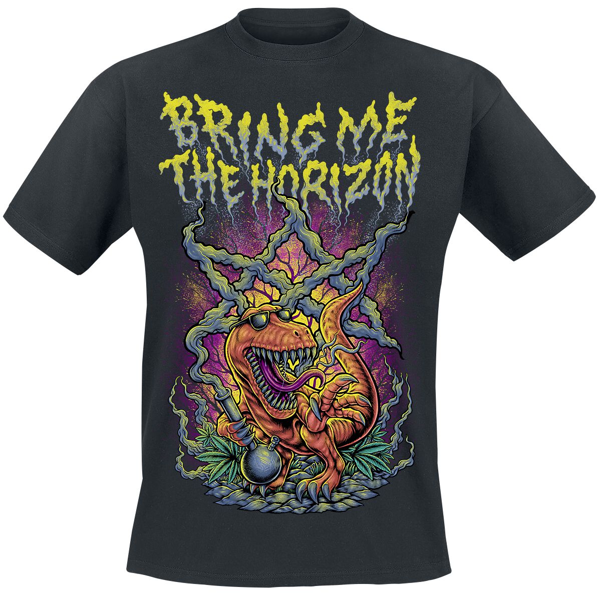 bring me the horizon t-shirt - smoking dinosaur - s bis xxl - fÃ¼r mÃ¤nner - grÃ¶ÃŸe m - - lizenziertes merchandise! schwarz