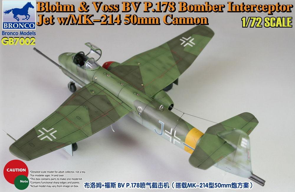 bronco models blohm & voss bv p.178 bomber interceptor jet w/mk-214 50mm cannon