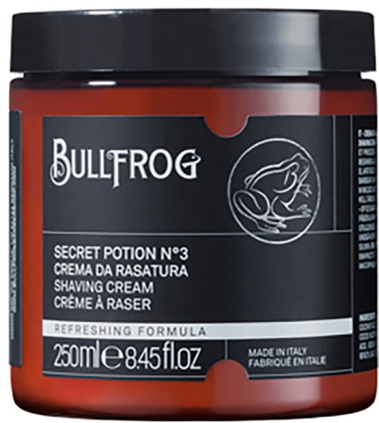 bullfrog secret potion n.3 shaving cream refreshing rasiercreme uomo
