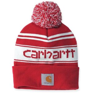 Carhartt Knit Cuffed Logo Beanie - Weiss Rot - Einheitsgröße - Unisex