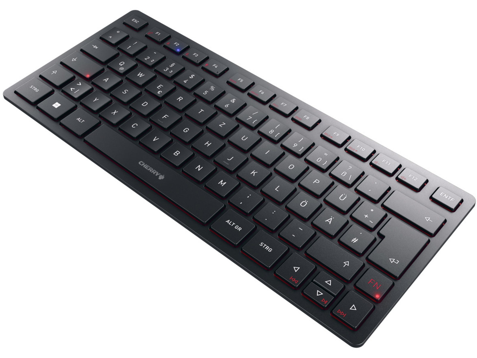 Cherry Kw 9200 Mini, Compact Multi-device Keyboard For Up To 4 Devices, German L