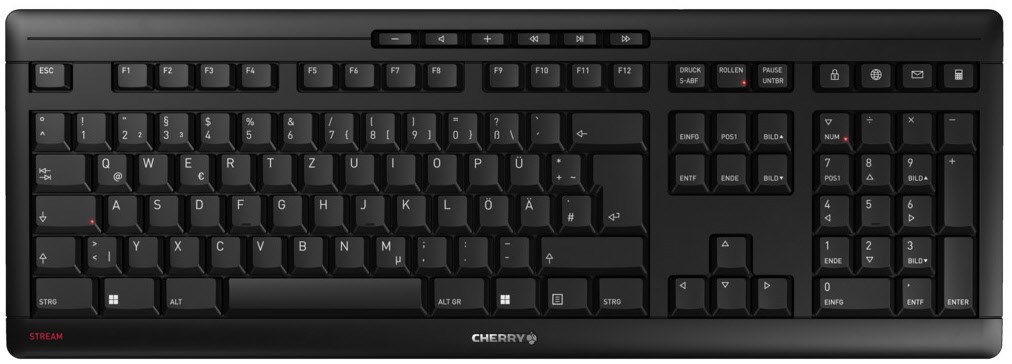 Cherry Stream Keyboard Wireless, German Layout, Qwertz Keyboard, Wireless Keyboa