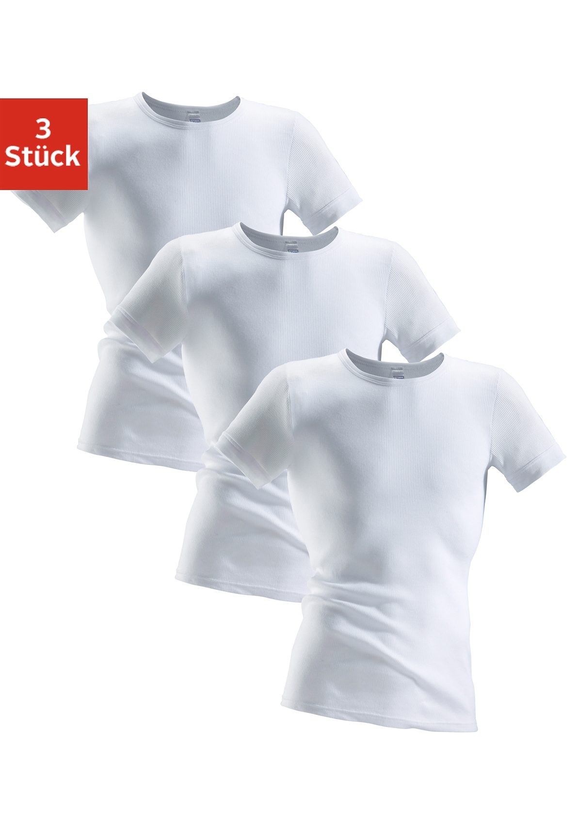 clipper unterhemd, (3 st.), aus doppelripp, t-shirt, unterziehshirt, kurzarm t-shirt weiss