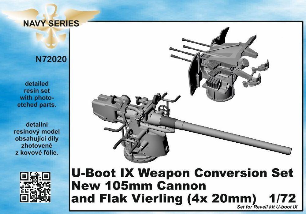 cmk u-boot ix weapon - conversion set - new 105mm cannon a.flak vierling [revell]