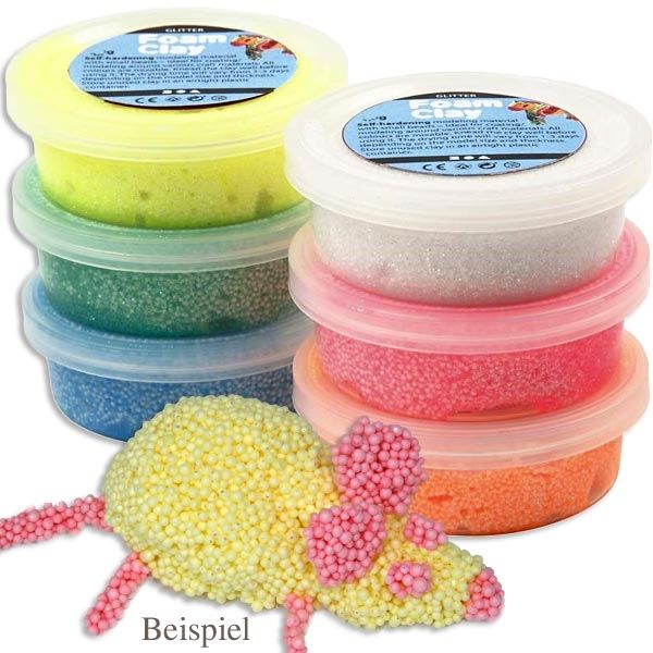 creative company foam clay glitter - schaumstoff modelliermasse, 6 dosen zu je 14g, in 6 farben, lufthÃ¤rtend