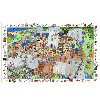 djeco entdecker puzzle - befestigte burg 100 teile puzzle -07503