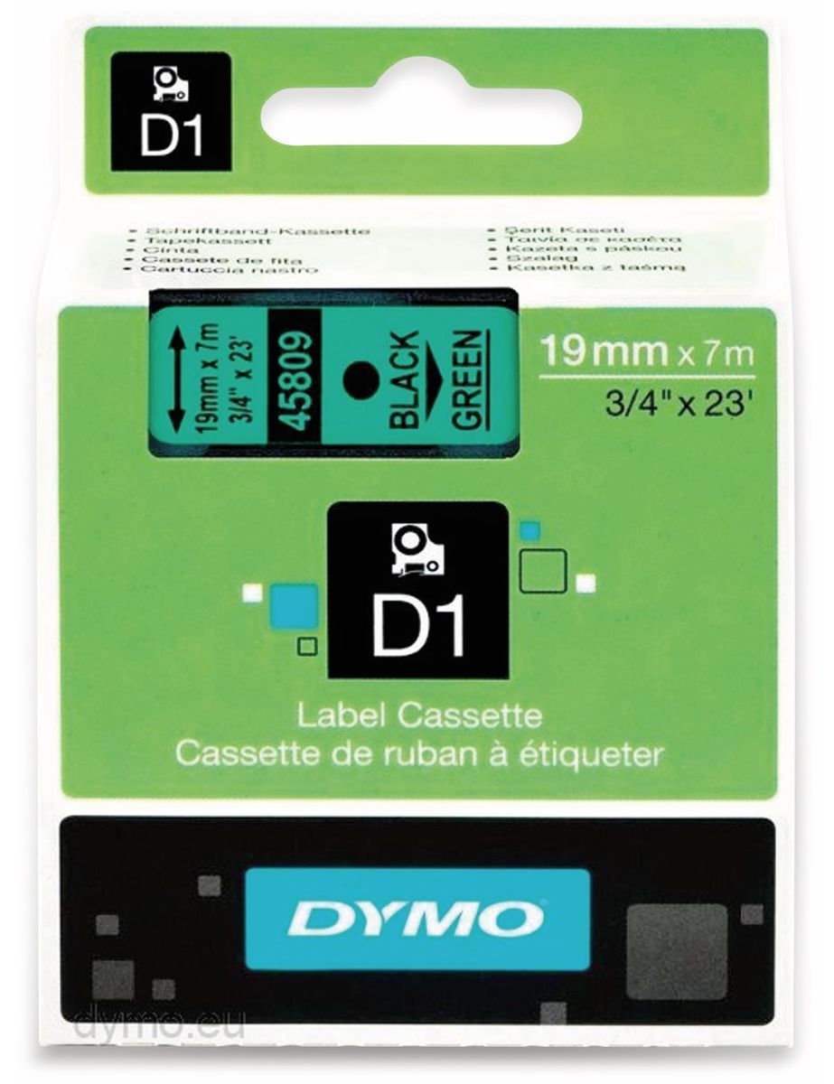 dymo beschriftungsband d1 fÃ¼r labelmanager, auf grÃ¼n, standard, 19 mm schwarz uomo