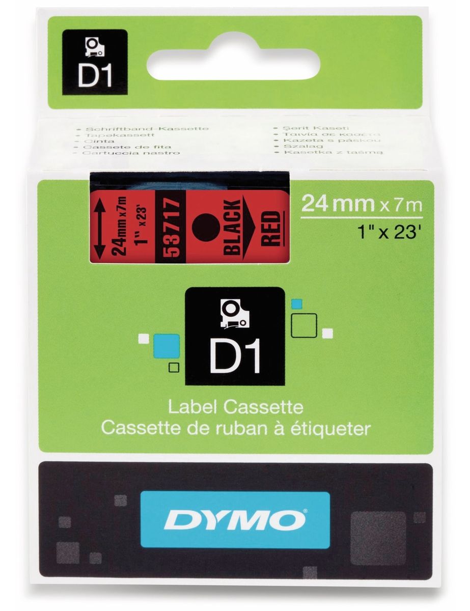 dymo beschriftungsband d1 fÃ¼r labelmanager, auf rot, standard, 24 mm schwarz uomo