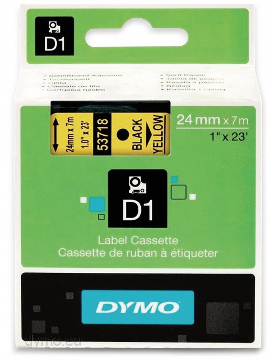 dymo beschriftungsband d1 fÃ¼r labelmanager, auf gelb, standard, 24 mm schwarz uomo