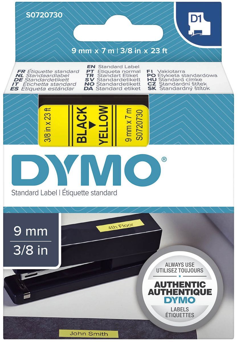 Dymo S0720730 40918 Original Band Schwarz Auf Gelb 9mm X 7mt Labelmanager (2pz)