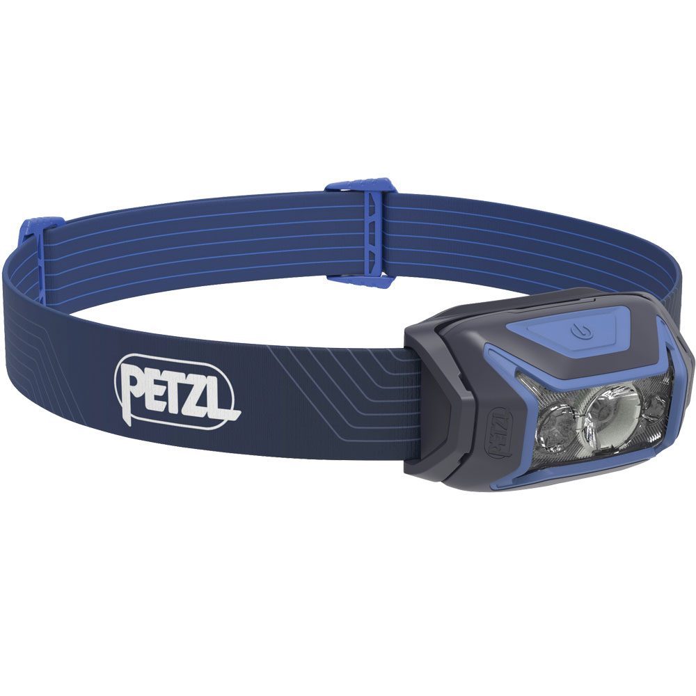 E063aa01 Petzl Actik Stirnband-taschenlampe Blau Kunststoff Gummi Tasten Ipx ~d~
