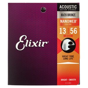 Elixir 11102 80/20 Bronze Nanoweb Medium 13-56 Akustikgitarrensaiten 1-3 Packungen