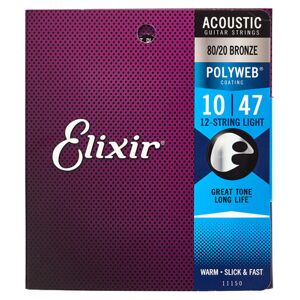 Elixir 11150 Bronze Polyweb 12 Saiten 10-47 Akustikgitarrensaiten 1-3 Packungen