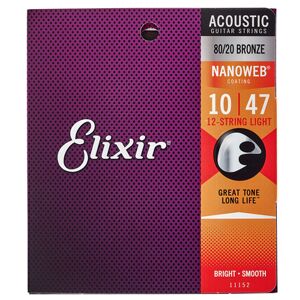 Elixir 11152 Bronze Nanoweb 12 Saiten 10-47 Akustikgitarrensaiten 1-3 Packungen