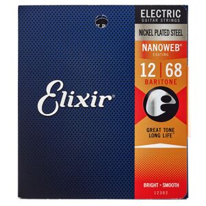 Elixir 12302 Nanoweb Bariton 12-68 Saiten Für E-gitarre 1-3 Packungen
