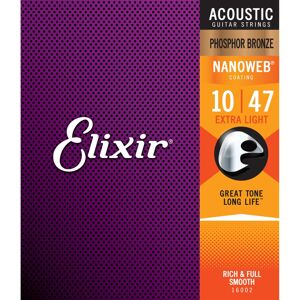 Elixir 16002 Phosphor Nanoweb Ex Light 10-47 Akustikgitarrensaiten 1-3 Packungen