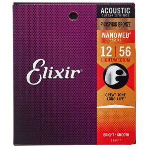 Elixir 16077 Phosphor Nanoweb Light 12-56 Saiten Für Akustikgitarre 1-3 Packungen