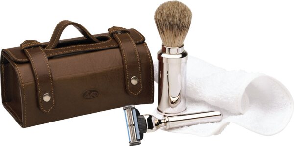 Erbe Shaving Shop Rasiersets Rasier-set In Ledertasche, Gillette Mach3 Braun