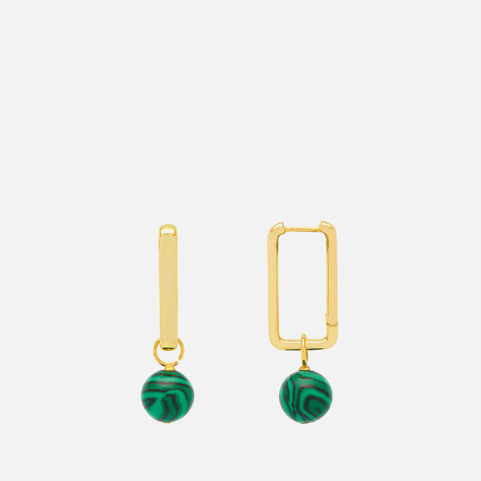estella bartlett elongated -plated square hoop with malachite drop gold