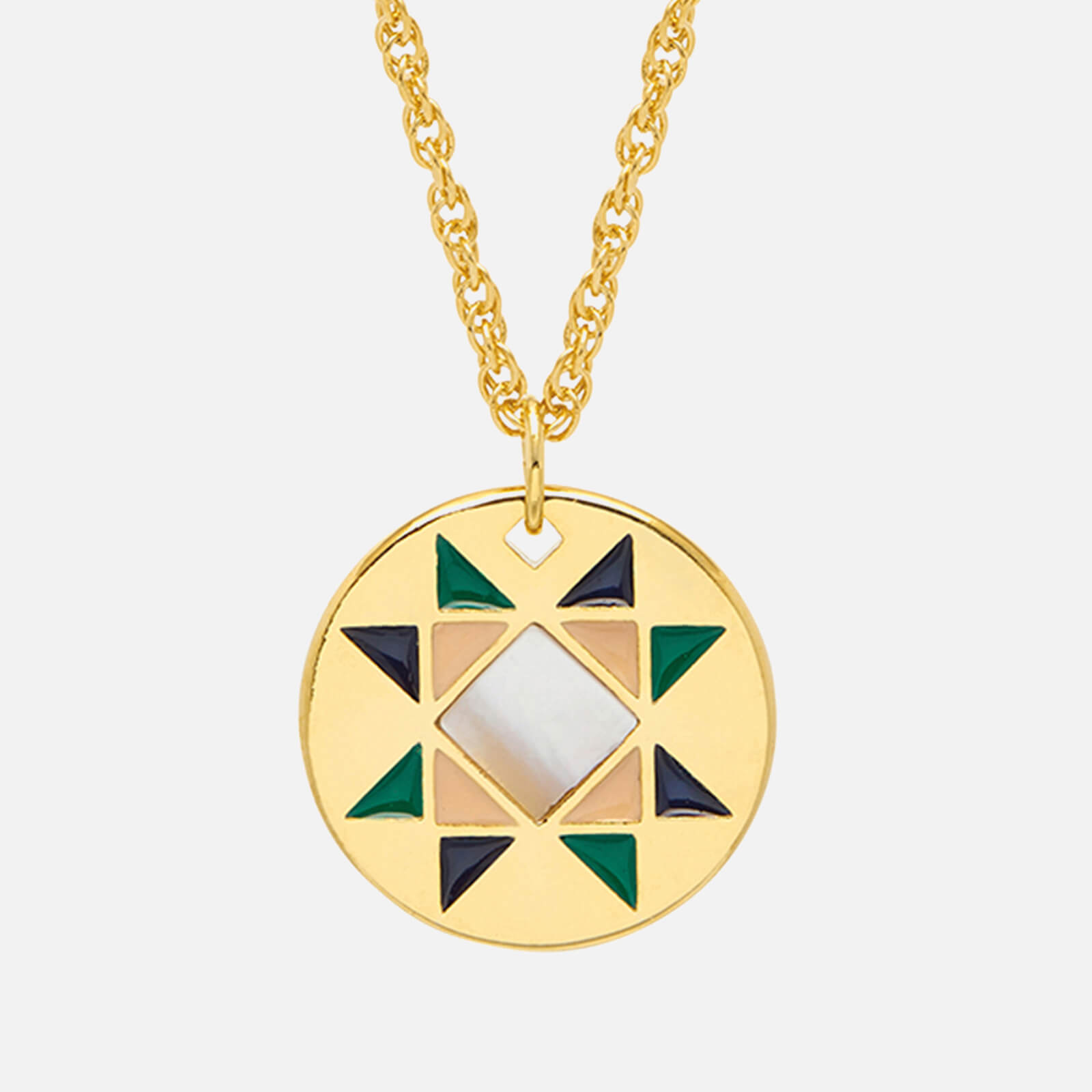 estella bartlett -plated quilted pattern round pendant gold