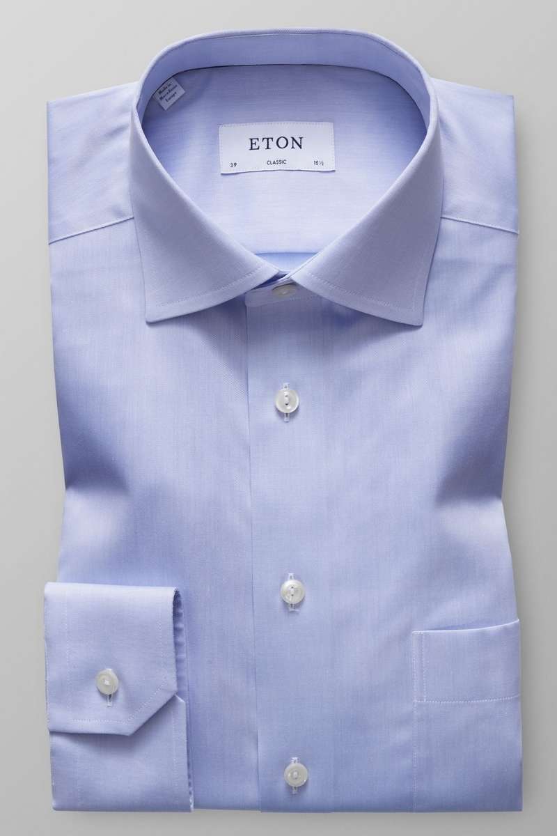 eton classic fit hemd , einfarbig hellblau uomo